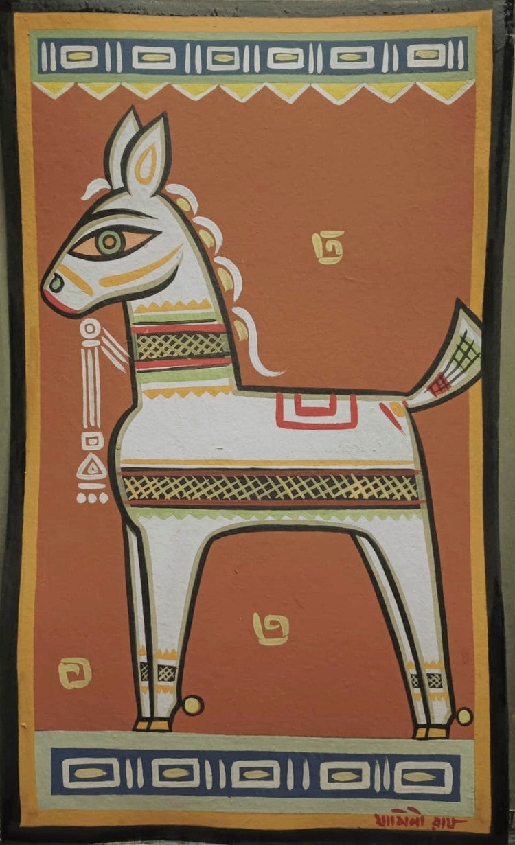 White Horse Painting By Jamini Roy