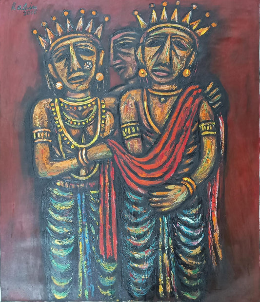 rabin mondal acrylic on canvas original painting king and queen series
